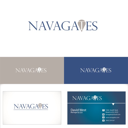 Navy design with the title 'Trusted advisory services company needs YOUR assistance, artistry and skill. Impress us!'