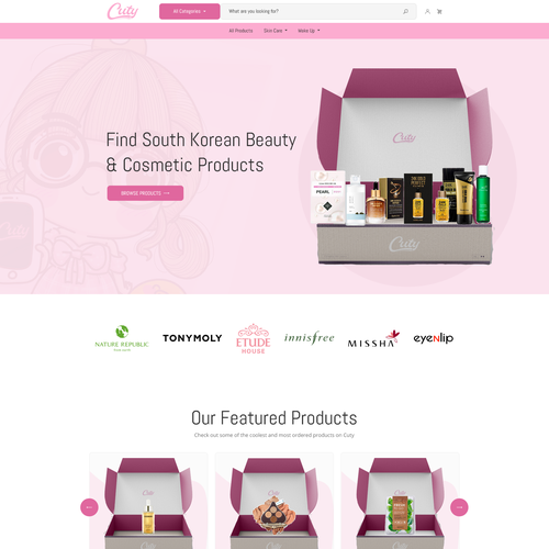 Beauty website with the title 'Design a Homepage for Korean Beauty Company'