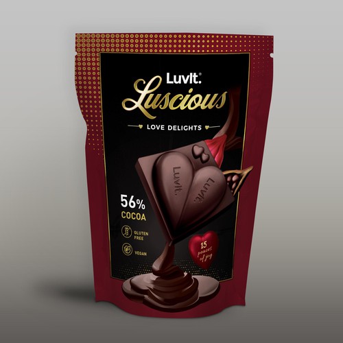 Chocolate label with the title 'Label design for a Premium Chocolate Homepack'