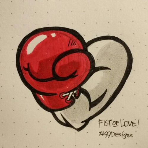 Shirt logo with the title 'Fist OF LOVE'