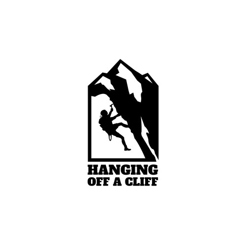 Rugged logo with the title 'Logo concept for "Hanging Off A Cliff"'