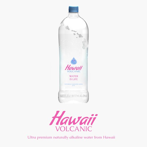 Water packaging with the title 'Logo and packaging redesign for a bottled water brand'