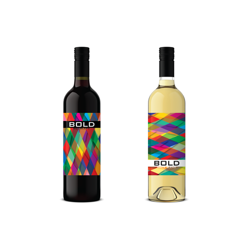 Pattern label with the title 'BOLD Wine product labels'