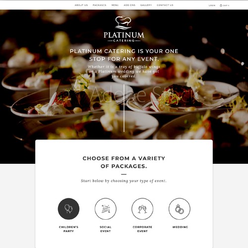 Catering design with the title 'Platinum Catering'