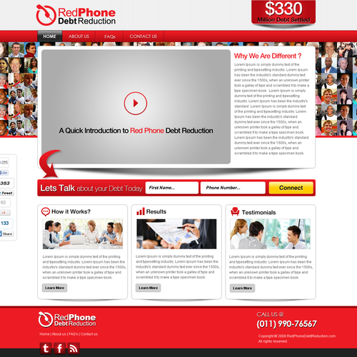 Mortgage website with the title 'Help RedPhoneDebtReduction.com with a new website design'