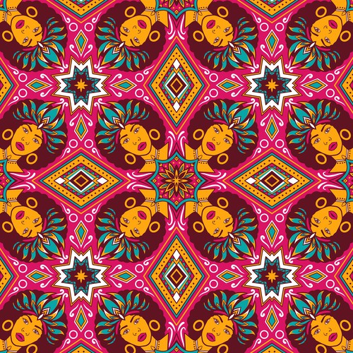 African artwork with the title 'African Beautiful Women Pattern #3'