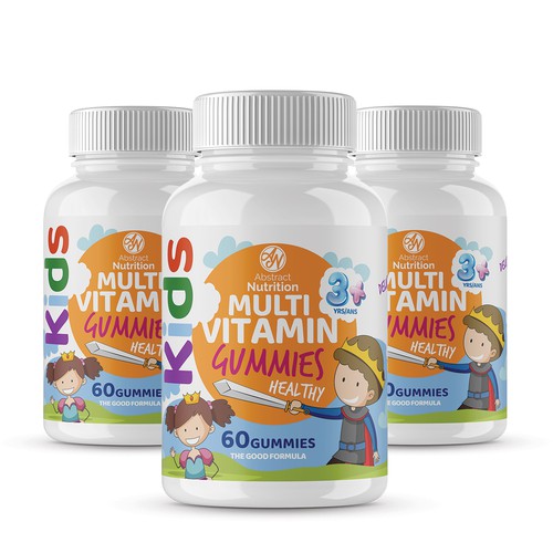 Gummy packaging with the title 'Children's multivitamin gummy label'