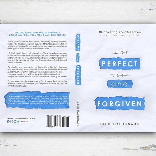 Blue book cover with the title 'Perfect and Forgiven, by Zach Maldonado'