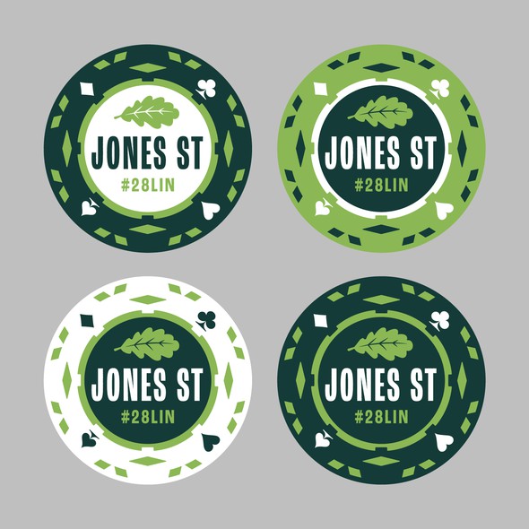 Poker chip logo with the title 'Logo design for Jones St Poker'