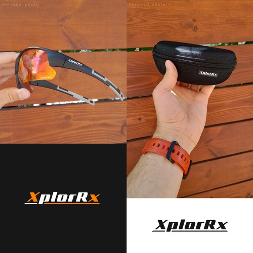 Eyeglass logo with the title 'Sports eyewear brand logo design'