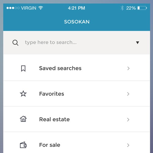 Navigation design with the title 'iPhone App navigation menu'