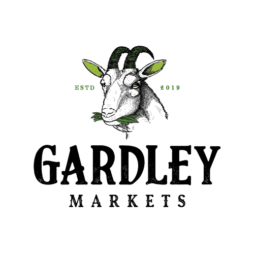 Market logo with the title 'Food market logo design'