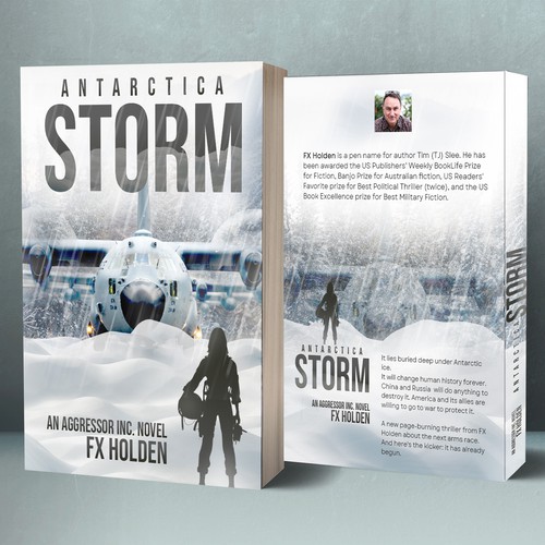 Aesthetic book cover with the title 'Antarctica Storm Book Cover Design'