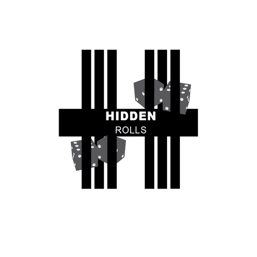 Board game logo with the title 'Hidden Rolls'