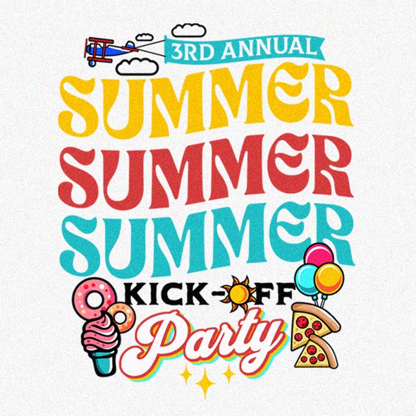 Pizza design with the title 'Summer Party'