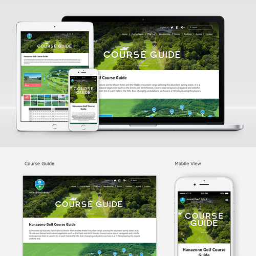 Responsive design with the title 'Responsive Golf Course Website'
