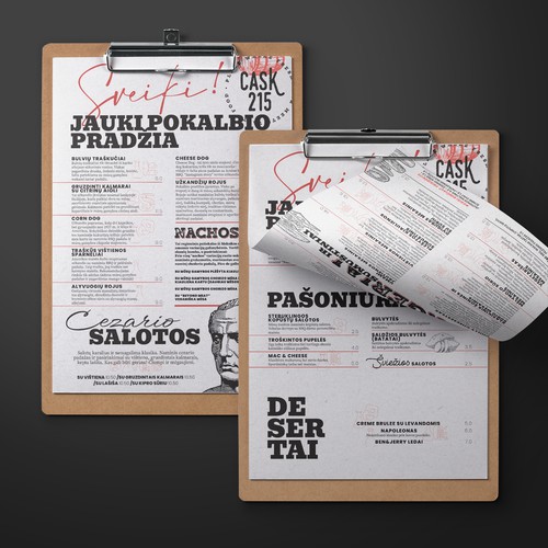 Unusual design with the title 'American Style Gastropub Menu'
