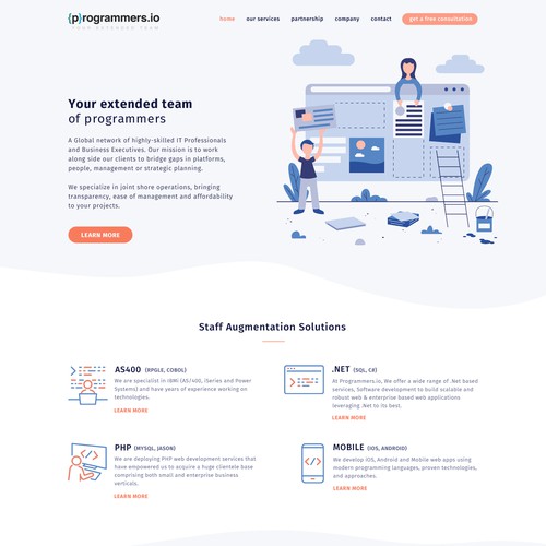 Service website with the title 'Landing page for outsourcing company'