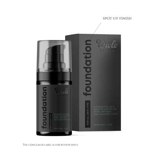 Foundation design with the title 'Design premium package for mens beauty brand'
