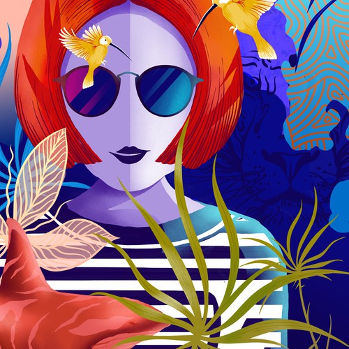 Restaurant illustration with the title 'Kris kros wall illustration'