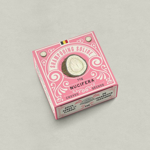 Shampoo packaging with the title 'Shampooing Solide packaging'