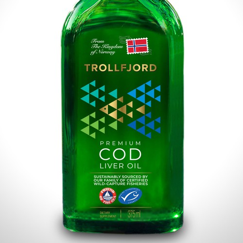 Nordic design with the title 'Label for Cod Liver Oil'