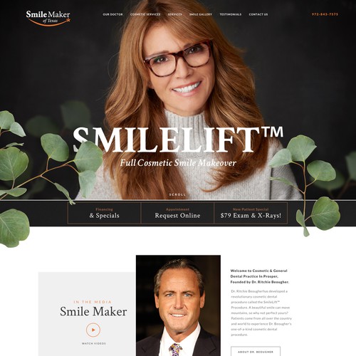 Clinic design with the title 'Website Promoting The SmileLift Procedure'