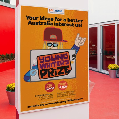 Political design with the title 'Young Writer's Prize'