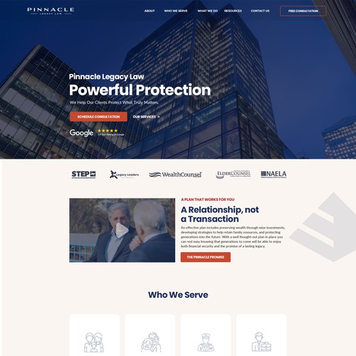 Home website with the title 'Pinnacle Legacy Law'