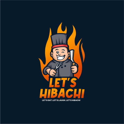 Sushi bar logo with the title 'simple logo designs lets hibachi'