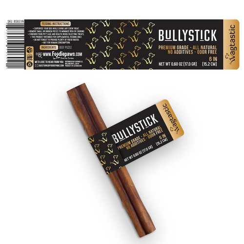 Eye-catching label with the title 'Cigar Label for Bullystick for dogs'