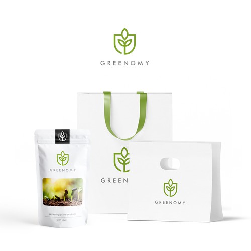 Gardening logo with the title 'Premium, modern logo for Greenomy'