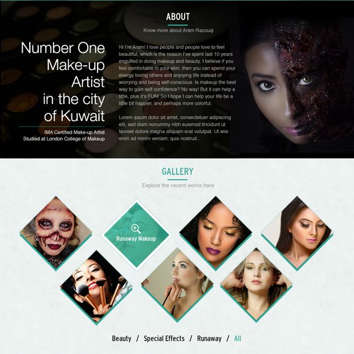 Black website with the title 'Design for Aram Razouqi - Fashion Stylist'