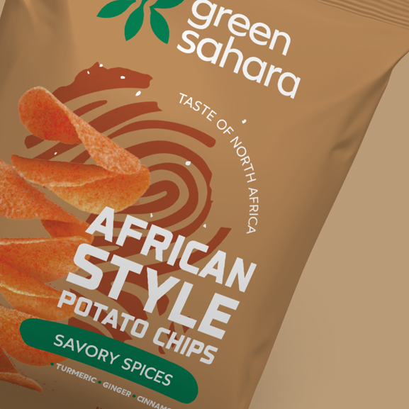 Potato chip packaging with the title 'Rebrand for Potato Chips'