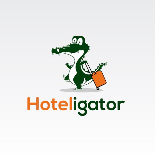 Alligator logo with the title 'Hotels search engine logo'