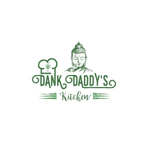 Buddha logo with the title 'Logo concept for Dank daddy's kitchen'
