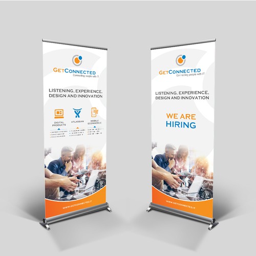 Hiring design with the title 'Roll-up banner for a conference '