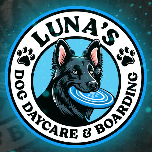 Daycare logo with the title 'LUNA'S DOG DAYCARE & BOARDING'