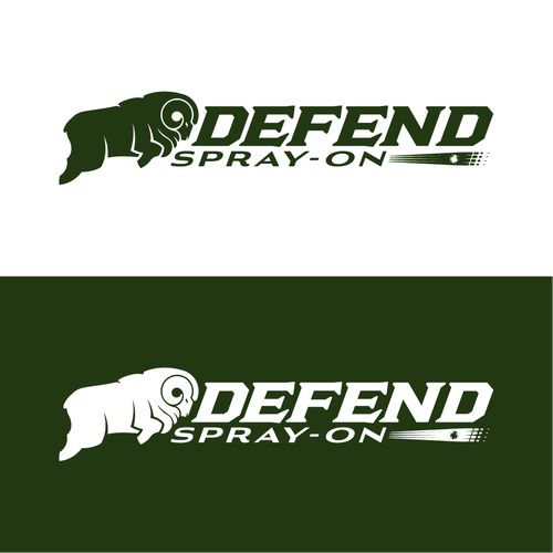 Ram logo with the title 'Defend Spray-On Logo Design'