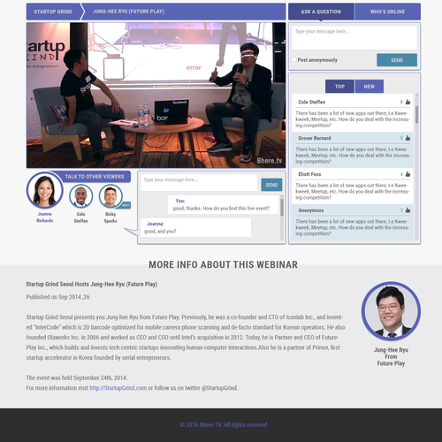 Webinar design with the title 'LIVE Conference/Webinar Web Page Concept'