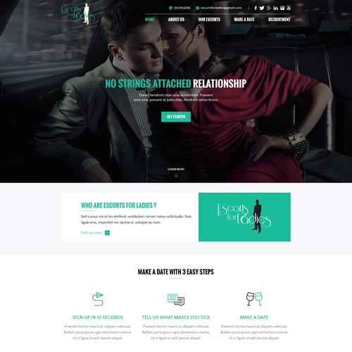 Dating website with the title 'Escorts For Ladies Web Page Design'