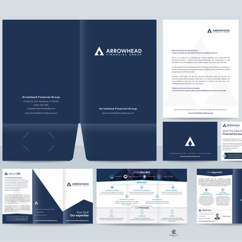 Letterhead design with the title 'Arrowhead Financial Design Package'