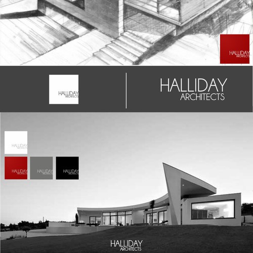 Rectangular logo with the title 'Halliday Architects needs a new logo'
