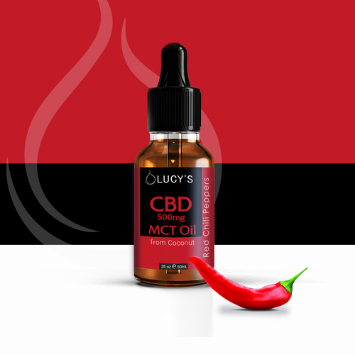 Oil label with the title 'medicine dropper label for a new CBD Chili Oil Product with MCT'