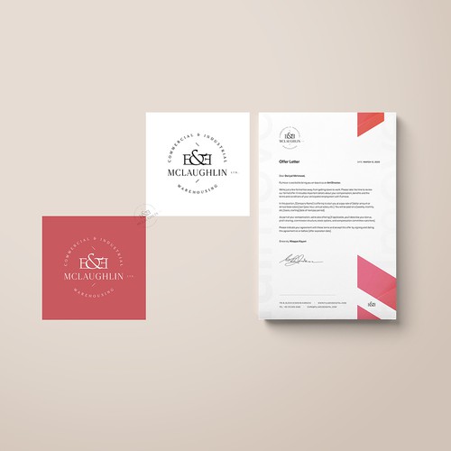 Letterhead logo with the title 'Branding Design for E&E McLaughlin'