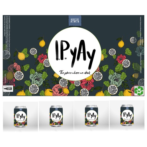 Citrus design with the title 'Manayunk I.P yay Beer label design'