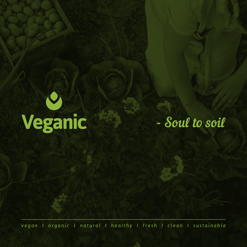 Sustainable logo with the title 'Veganic - Logo & Slogan'