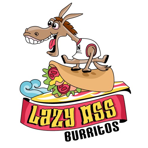 Beach logo with the title 'Crazy Donkey Burritos Logo'