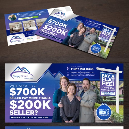 Photoshop design with the title 'Marketing Postcard for Real Estate Company'