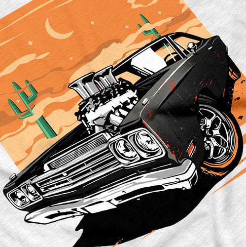 Sport's car design with the title 'Hot Rod T Shirt Illustration Design'